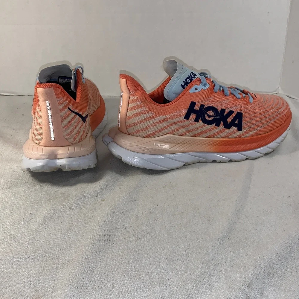 Women’s Hoka  Mach 5 ‘Camellia Peach’ Orange and White Athletic Shoes